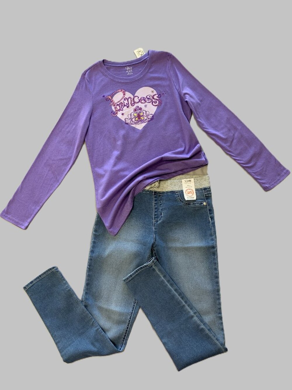 Brand New Girls Children's Place Long Sleeve Purple Shirt & Jeggings Set Size 14